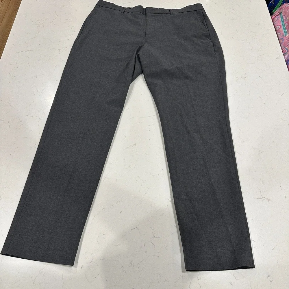J.Crew Thompson Mens Dress Pants 36 x 32 Gray Wool Tapered Stretch Trousers